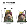 thumbnail image 2 of Xecao Flower Crown Guinea Pig Pattern Sports Drawstring Backpack - String Swim Gym Bag with Wet Proof Pocket for Women&Men-Medium, 2 of 6