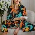 thumbnail image 6 of Vsdgher Palm Trees Pajamas Set Long Sleeve Sleepwear Womens Button Down Nightwear Pj Sets-Small, 6 of 7