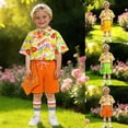 thumbnail image 2 of FYEGRE Boys Outfit with Short Sleeve Top, Casual Shorts & Socks, Cute Playful Ensemble for Spring/Summer, Family Gatherings & School Events Orange 13-14 Years, 2 of 6