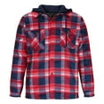 thumbnail image 3 of Men's Checkered Print Fleece Hooded Jacket, Button Pocket Fake Two-Piece Long Sleeve Coat for Winter, 3 of 6
