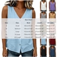 thumbnail image 3 of Noric Women's Sleeveless Button Up Tank Tops Summer V Neck Casual Solid Color Loose Fit Blouse, 3 of 6