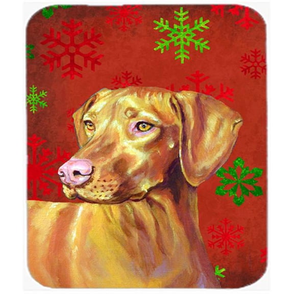 Vizsla Red And Green Snowflakes Holiday Christmas Mouse Pad, Hot Pad Or Trivet