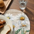 thumbnail image 3 of White Daisy Round 15 Inch Placemats Set of 8, Vintage Botanical Spring Floral Summer HeatResistant Non Slip Place Mats for Dining Table, Wipeable Braided Kitchen Table Mats for Housewarming, 3 of 9