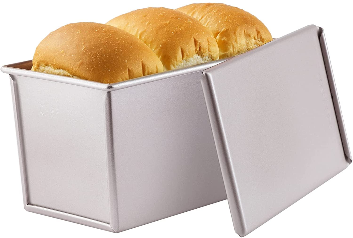 CHEFMADE Mini Pullman Loaf Pan With Lid 0.55Lb Dough Capacity Non-Stick Flat X 