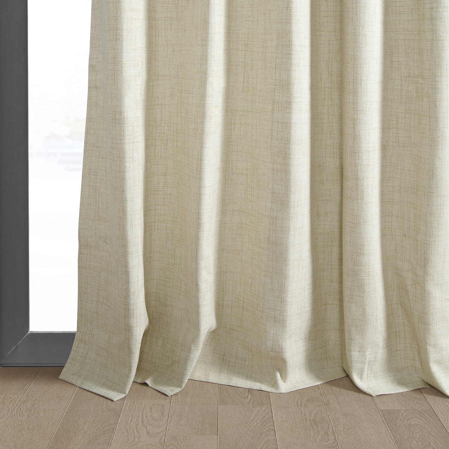 Natural Light Beige Vintage Thermal Cross Linen Weave Blackout Curtain (1 Panel), Natural Light Beige, 50W X 108L
