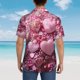 thumbnail image 4 of Balery Pink Glitter Heart Candy Camisas hawaianas de manga corta para hombre, camisas playeras de corte holgado, camisas de vacaciones con botones,3X-Large, 4 of 7