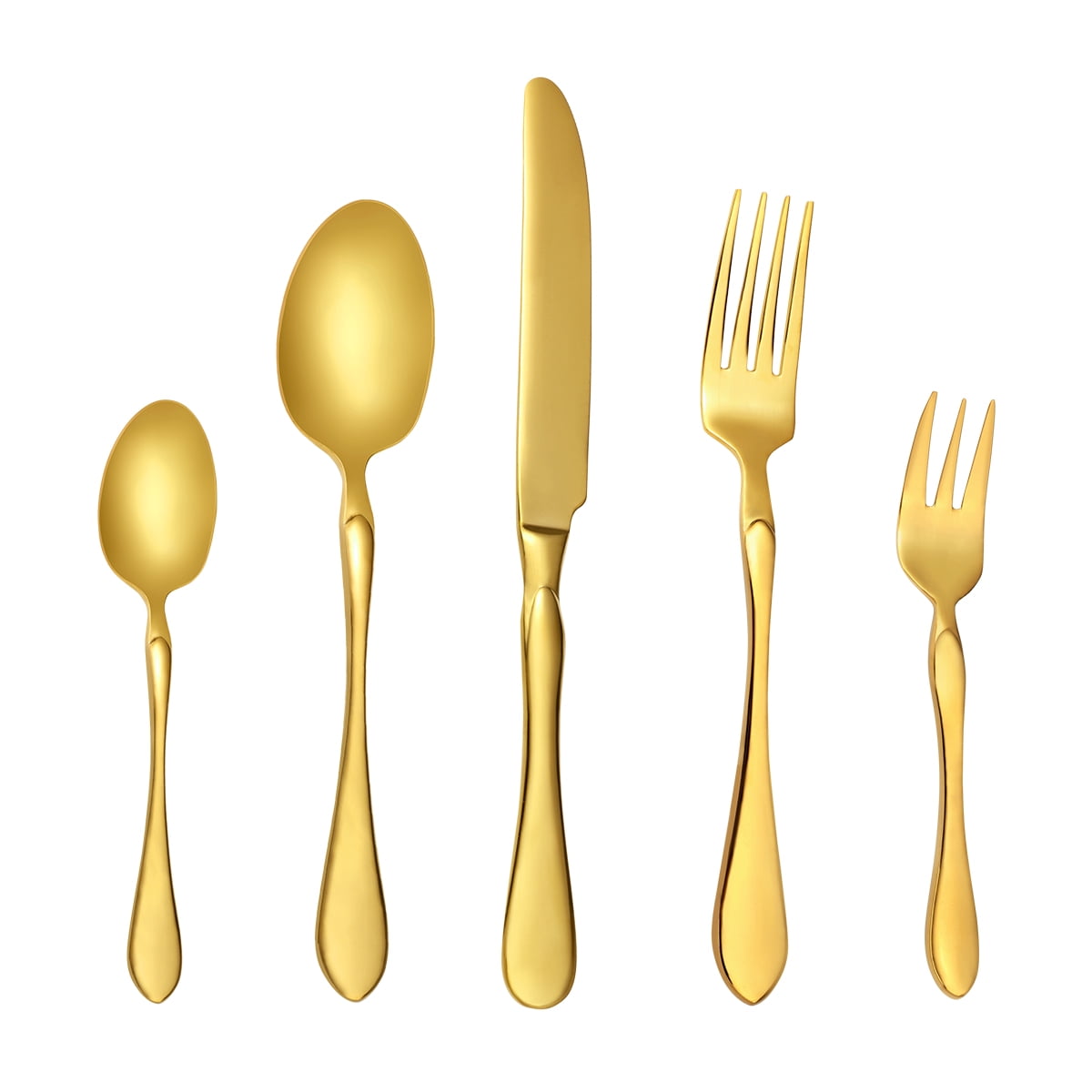 Elegant 18/10 Heavy Duty Silverware Set for 6, Lekoton 30 Piece Gold