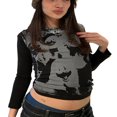 thumbnail image 3 of T-shirt à Manches Longues pour Femmes avec Imprimé Amusant Style Tête Féminine, 3 of 3