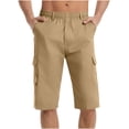thumbnail image 2 of Viikei Men's Adjustable Waist Shorts-Perfect Fit,Men's Summer Casual Fashion Solid Color Fashionable Pocket Elastic Waist Comfortable Shorts Work Pants Khaki XXXXXL, 2 of 4