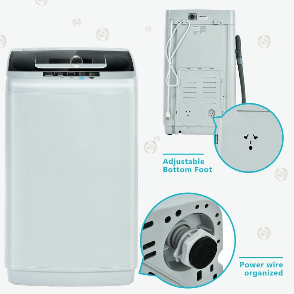 Spaco Portable Full-Automatic Laundry Washing Machine with Drain Pump, Energy Saving Washing Machine with 10 Washing Modes and 5 Water Level Selections, Washing Machine for Indoor, Gray
