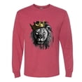 thumbnail image 2 of Wild Bobby, King Lion with Gold Crown Art, Animal Lover, Men Long Sleeve Shirt, Vintage Heather Red, XX-Large, 2 of 4