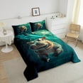 thumbnail image 4 of Erosebridal Cute Hippo Comforter Set Queen Size Kawaii Ocean Animal Bedding Set Ocean Marine Sea Creatures Theme Comforter Underwater World Quilt Set, 4 of 7