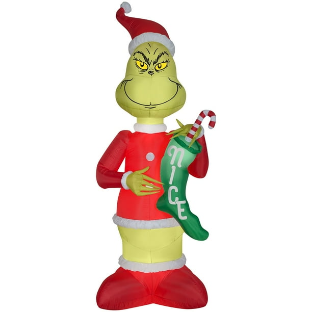 9 Airblown Grinch W Nice Stocking Christmas Inflatable Walmart Com Walmart Com