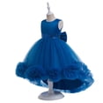 thumbnail image 4 of CPNG Girls' Sleeveless Satin & Tulle Flower Girl Dress – Sequin Waistband, 3D Ruffle Flower Accents & High-Low Tutu Skirt for Weddings, Birthday Parties, 4 of 9