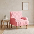 thumbnail image 6 of Leumius Modern Accent Chair with 9" Solid Wood Legs, Comfortable Upholstered Corduroy Armchair for Living Room Bedroom, Office Pink, 6 of 7