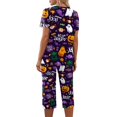 thumbnail image 5 of Womens Halloween Pajama Sets Halloween Active 2 Piece Set Women Sleepwear Short Sleeve Top and 7/8 Pants for Light Exercise, Lounge, Parties Purple 3XL, 5 of 5