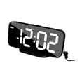 thumbnail image 2 of Digital despertador del reloj decoración del reloj de noche versátil 3 niveles brillo de brillo doble puertos usb para personas mayores mayores Marco negro, 2 of 8