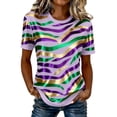 thumbnail image 2 of Womens Tops Casual Print T Shirt Stripe Shirt, 2 of 4