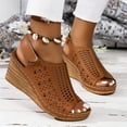 thumbnail image 6 of Cethrio Womens Wedge Sandals, Summer Ankle Strap Fashion Open Toe Womens Footwear Brown Size 7.5, 6 of 7