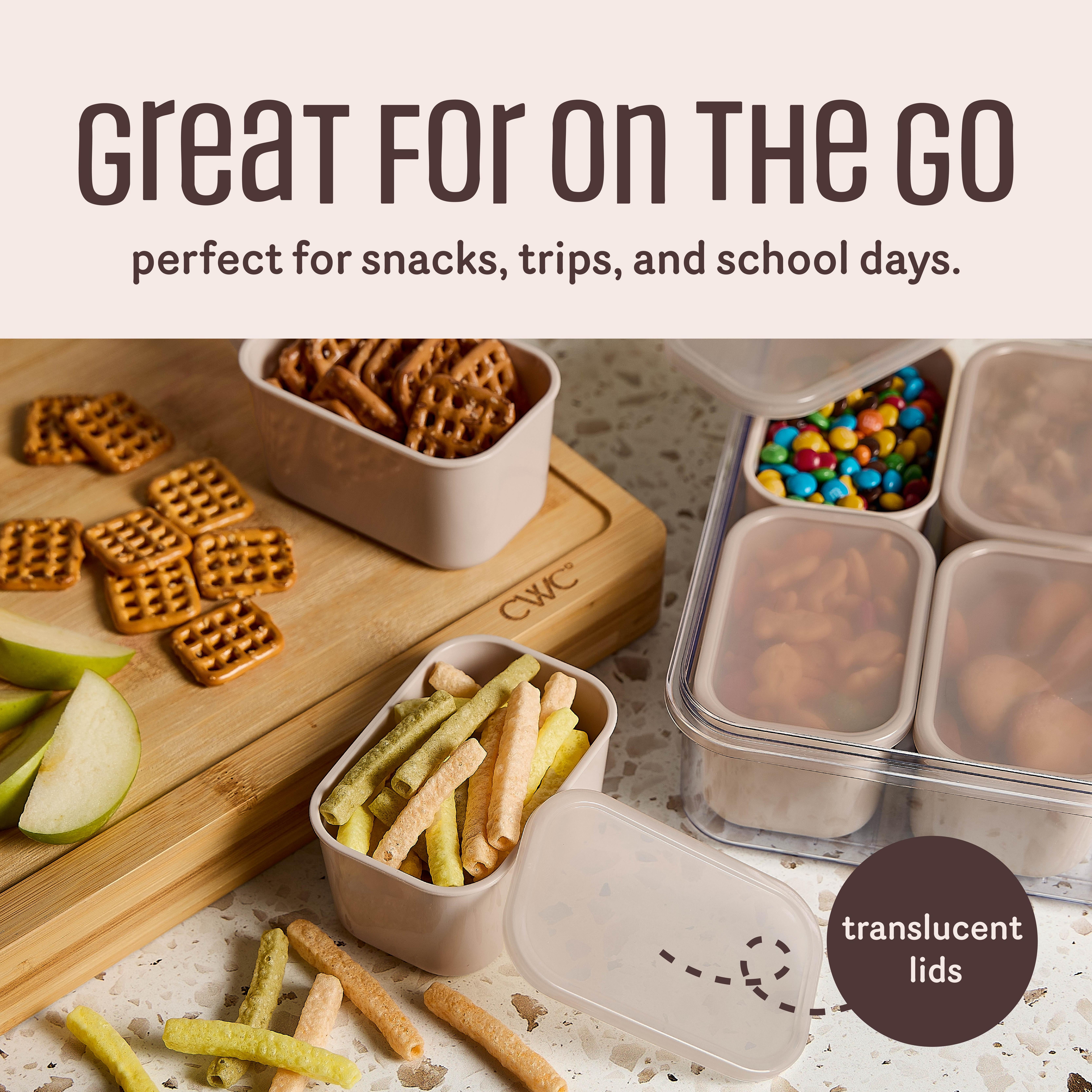 Cook With Color 8-Compartment Snackle Box, Charcuterie and Snack Container, Divided Serving Tray with Lids and Handle, Dishwasher Safe, Taupe