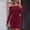 Wine, variant on YHAJDS Women's Casual Dress,Women's Dresses Long Sleeve Dress Solid Color Asymmetric Neck Fitted Midi Dress Metal Button Slim for Fall Winter