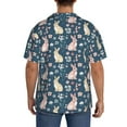 thumbnail image 3 of Gukieu Cute Rabbit Floral Print Men's Short-sleeved Shirts, Button-down Pocket Shirts, T-shirts, Beach Vacation Travel Summer Clothing-Medium, 3 of 5