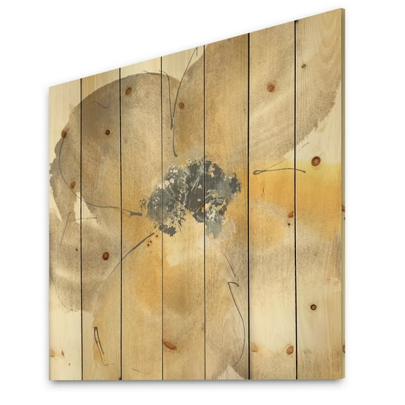 Designart 'Galm Flower Tones II' Traditional Print on Natural Pine Wood