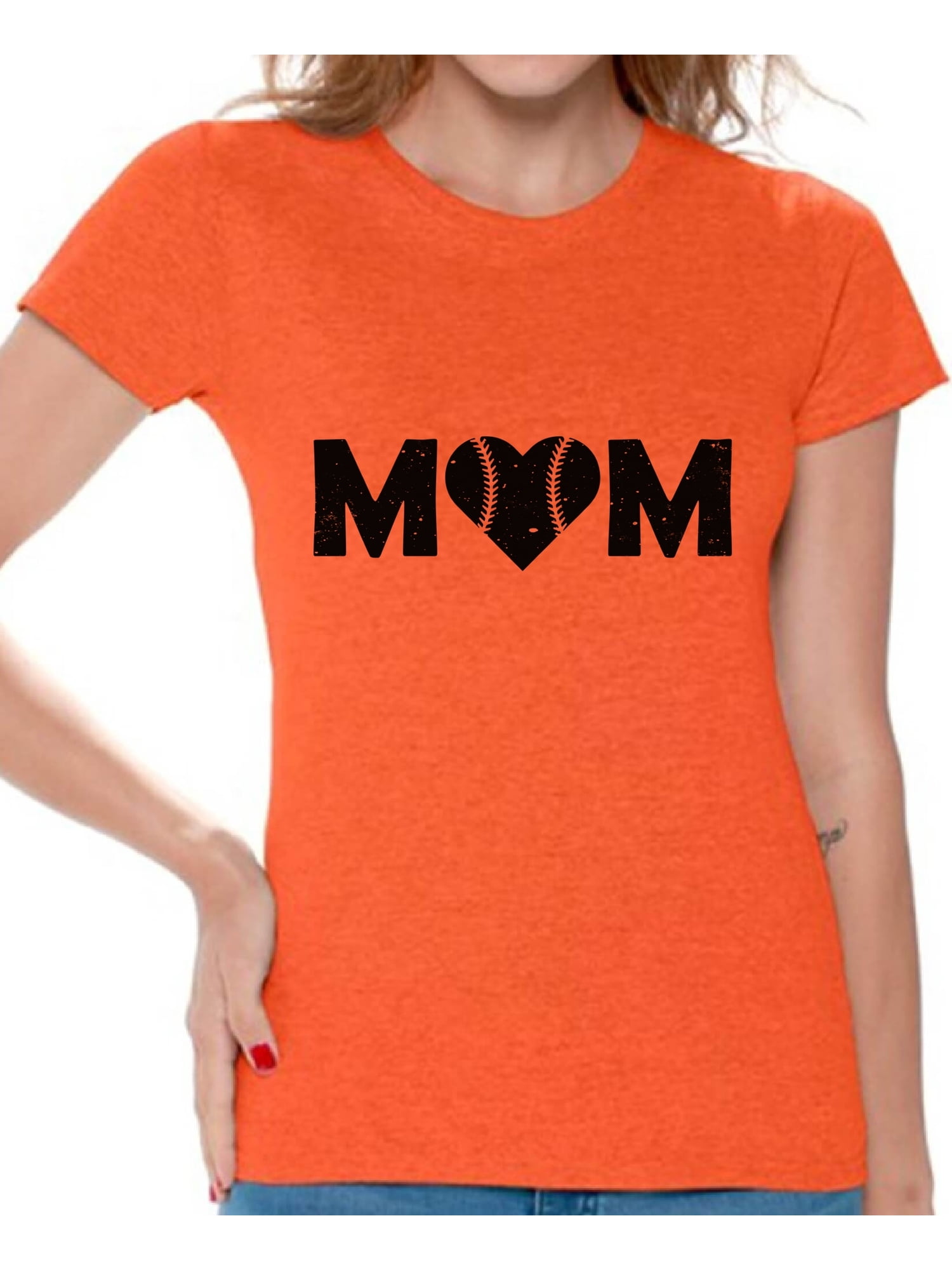 Awkward Styles Womens Baseball Mom Heart Sweatshirt Crewneck Black Sport Moms Heart