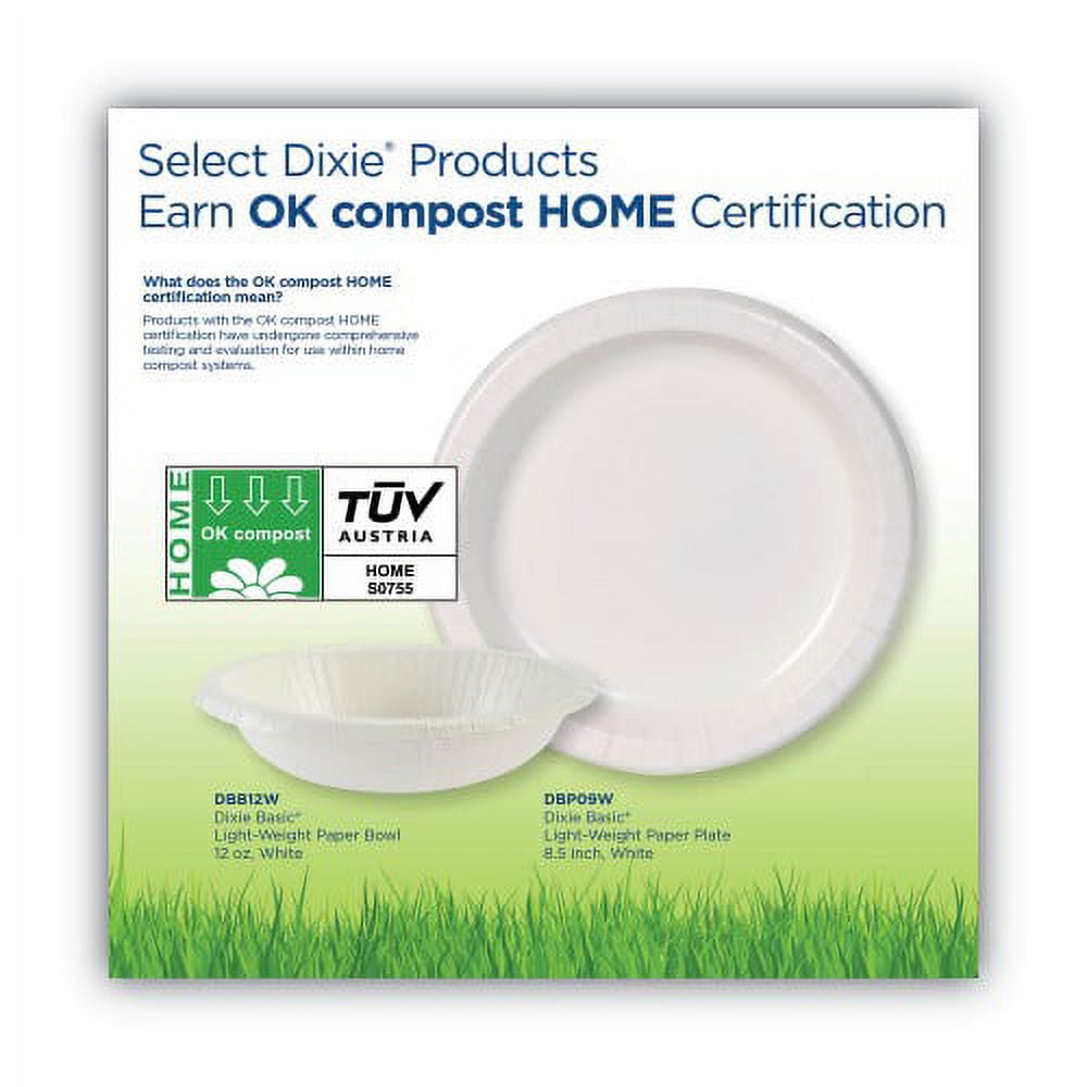 New Dixie Paper Dinnerware, Plates, White, 8.5" dia, 125/Pack