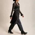thumbnail image 6 of COMVALUE Women Lace Mesh Tie Front Maxi Top Ruffled Long Sleeve Sheer Cardigan See Through Flowy Kimono Cover Up Shirt Black for Size L, 6 of 9