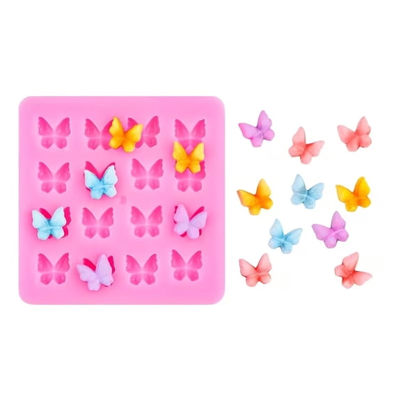 16-Cavity Mini Butterfly Silicone Mold for Handmade Candles, Clay and Resin - Reusable Non-Stick Decorating Tools for Valentine's Day DIY