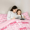 thumbnail image 5 of jejeloiu Chic Cheetah Print Full Size Comforter Sets,Pink Cute Bowknot Bedding Sets For Girls Teens Reversible 3 Pieces, 5 of 8