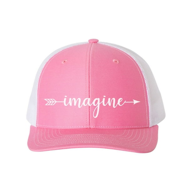 Imagine Hat Imagine Arrow Trucker Hat Trendy Hats Headwear 10 Different Colors Adjustable Snapback Caps Imagine Apparel White Text Hot Pink White Walmart Com