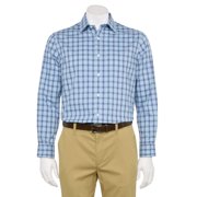 Big & Tall Haggar Premium Comfort Wrinkle Resistant Dress Shirt Color: Mid Blue Windowpane Size: 18.5 34/5B