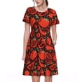 thumbnail image 1 of Balery Tomatoes And Chili Vestidos sueltos de manga corta para mujer, vestidos de verano 2025, vestidos casuales de corte A con vuelo., 1 of 6