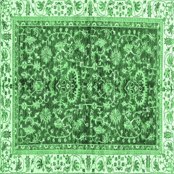 Ahgly Company Indoor Square Abstract Emerald Green Modern Area Rugs, 8' Square