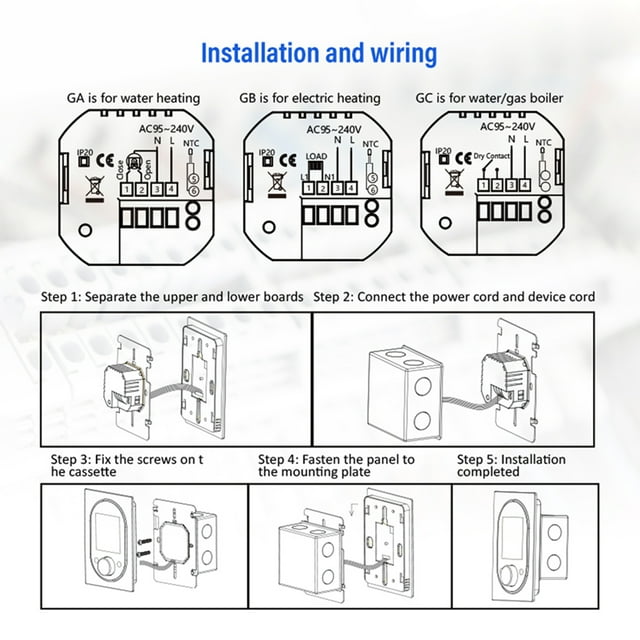 Smart Thermostat 16A Electric Heating Electric Heating LCD Display Touch Screen Week Programmable App Control Underfloor Heating Thermostats for Home Office