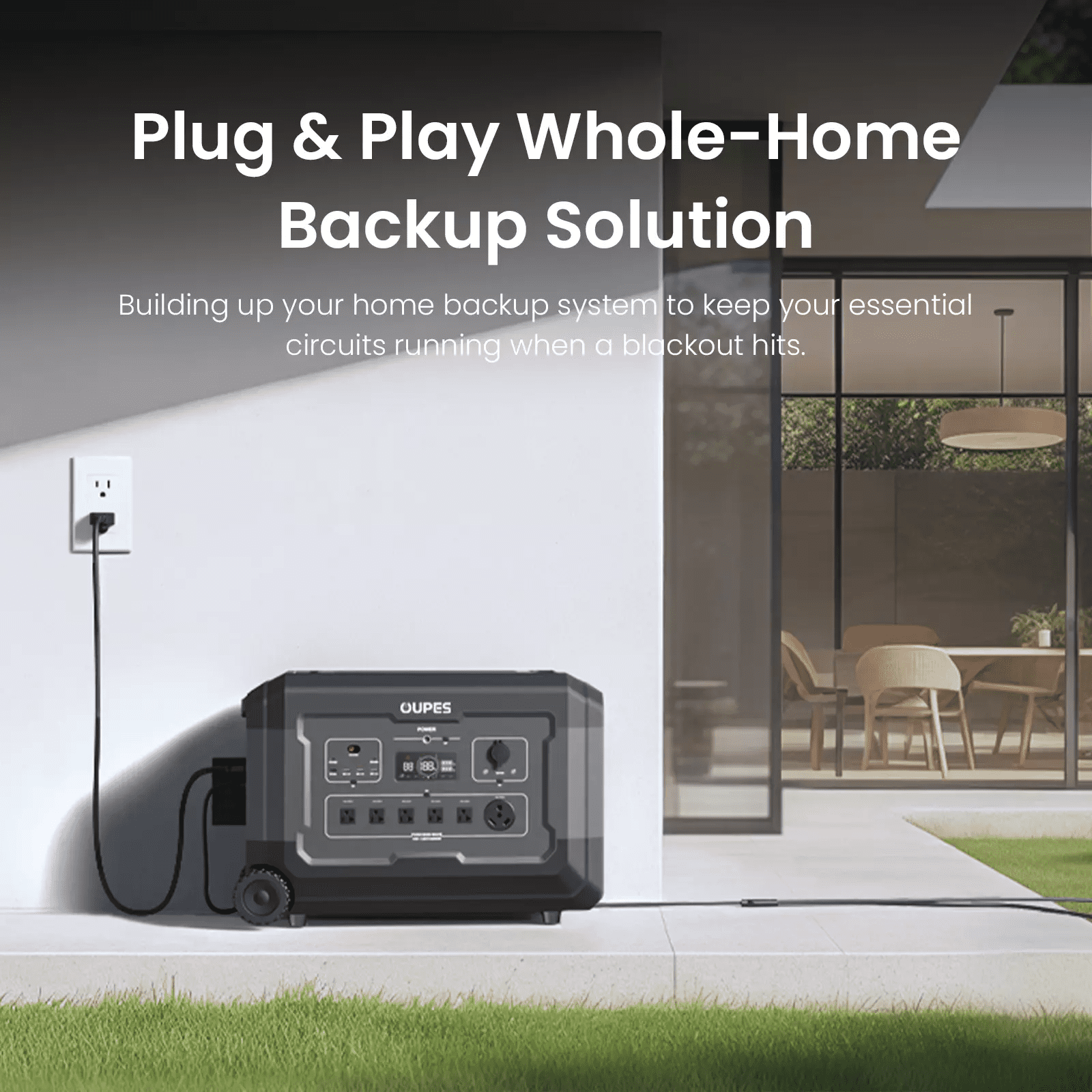 OUPES Mega 5 4000w 5040Wh Power Station Solar Generator+6x240W Solar Panel, Emergency, Home Backup