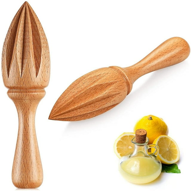 Nvzi 2 exprimidores de madera para cítricos, exprimidor manual de limón, exprimidor de cítricos de mano de madera de haya para uso diario en el hogar, bar, cafetería y restaurante