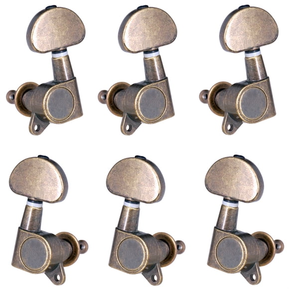 Inteprter Clavijas de afinación de guitarra de 6 piezas, ajuste de instrumento musical, pieza de repuesto, botón de tecla de ajuste, clavija de Artesanía color bronce