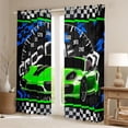 thumbnail image 2 of jejeloiu Speed Sport Car Black Out Curtains,Extreme Racing Game Curtains Pack of 2 (42x63 Each),Black White Green Bedroom Curtains For Kids,Microfiber Bedroom Decor, 2 of 6