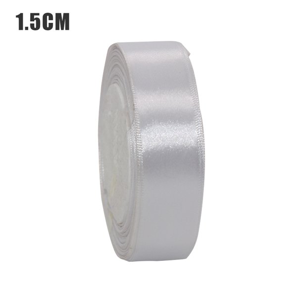 Injueey (25 yardas/rollo) cintas de satén de seda decoración de envoltorio de regalo cintas de Navidad DIY suministros hechos a mano cinta Kits de decoración para fiestas Blanco 1.5 cm Injueey HA002027-03