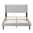 thumbnail image 6 of Gewnee Light Grey Full Size Platform Bed Frame Linen Upholstered Tufted Headboard Solid Wood Slat Support with Center Leg for Bedroom No Box Spring, 6 of 16