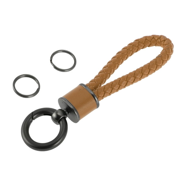 Llavero para automóvil Unique Bargains, llavero universal con anillo para llaves de control remoto para el hogar, cuero sintético, aleación de zinc, marrón, 1 Pcs