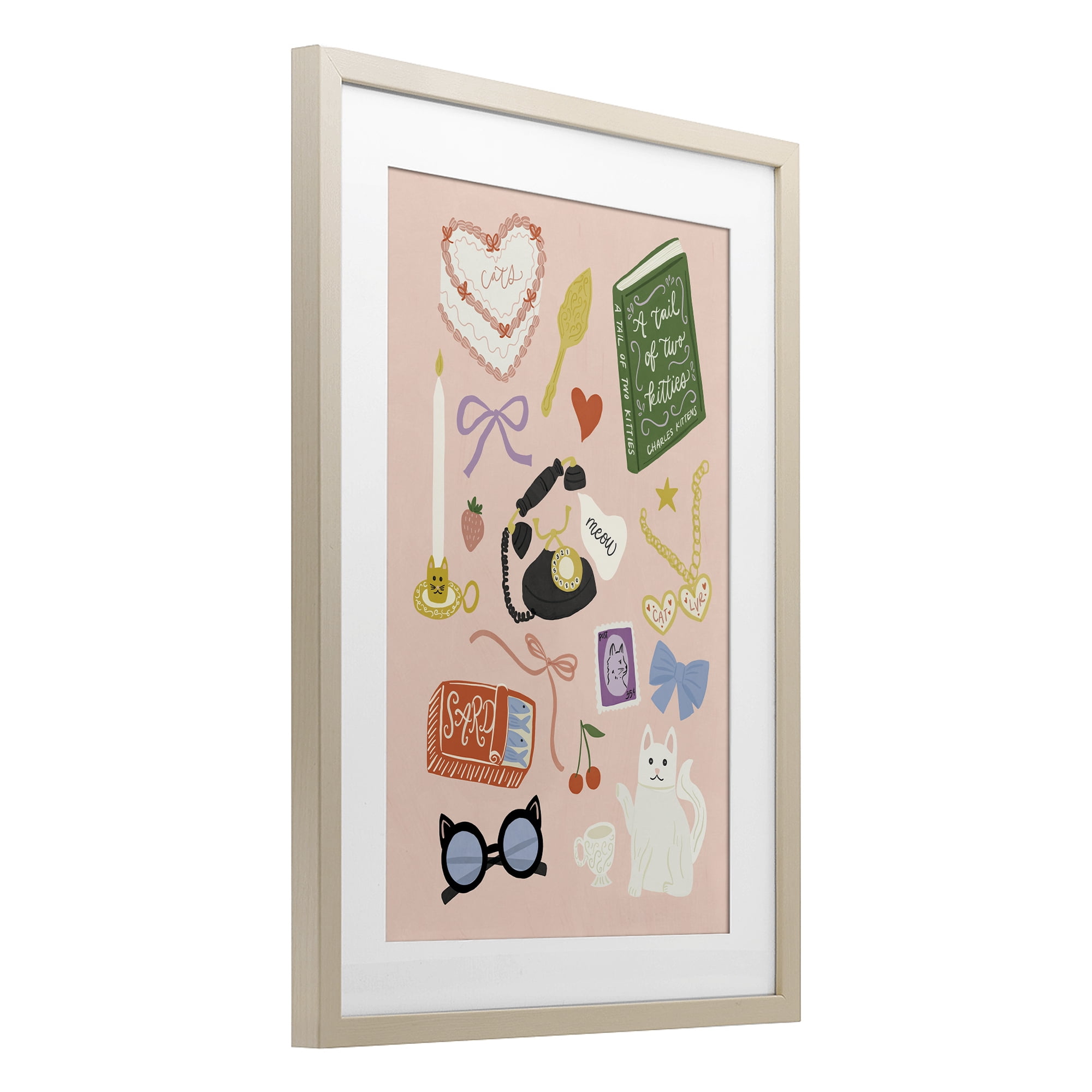Stupell Industries Vintage Cat Lover Trinkets Birch Framed Print Under Glass, design by Amanda Houston