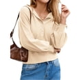 thumbnail image 3 of Long Sleeved Women Solid Color Button Down Casual Henley Sweater Knit Pullover, 3 of 6