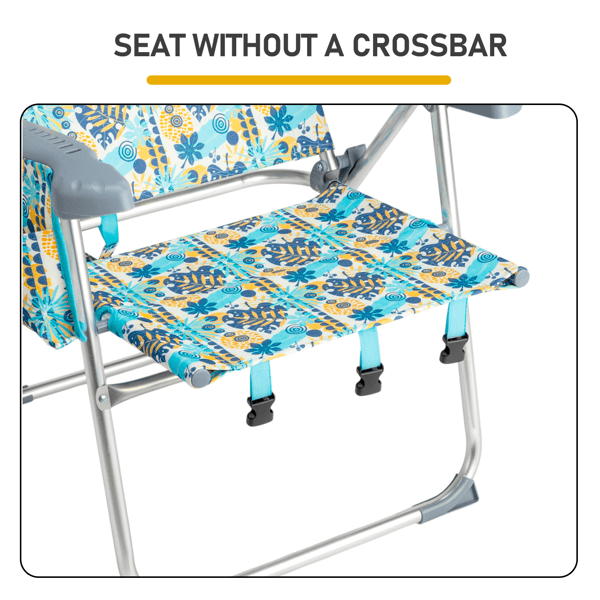Alvantor 7-Position Folding Beach Chair for Adults, 17-In High Seat, Headrest, Cup Holder, Tote Bag, Vintage Summer Print
