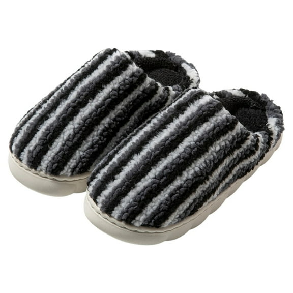 Winter Slippers for Women Memory Foam Classic Striped Shoes Fuzzy Indoor And Outdoor Casual Anti-Slip Womens Slippers