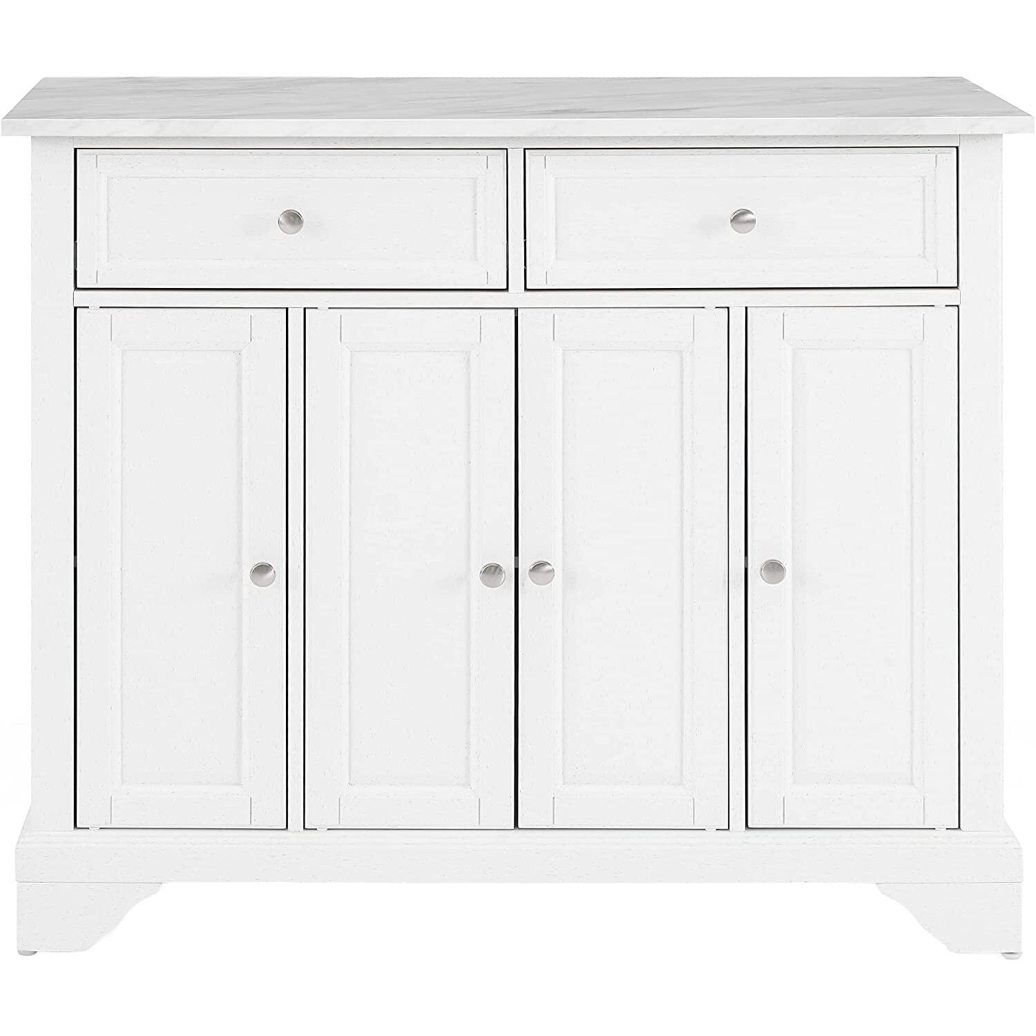 Kitchen Island Cart with Storage & Marble Top - Portable Kitchen Furniture for Small Spaces