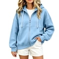 thumbnail image 2 of Fewfanhot Womens Fall Outfits Zip Up Hoodies Oversized Cozy Casual, Winter Drawstring Casual Fall Sweatshirts, 2 of 8